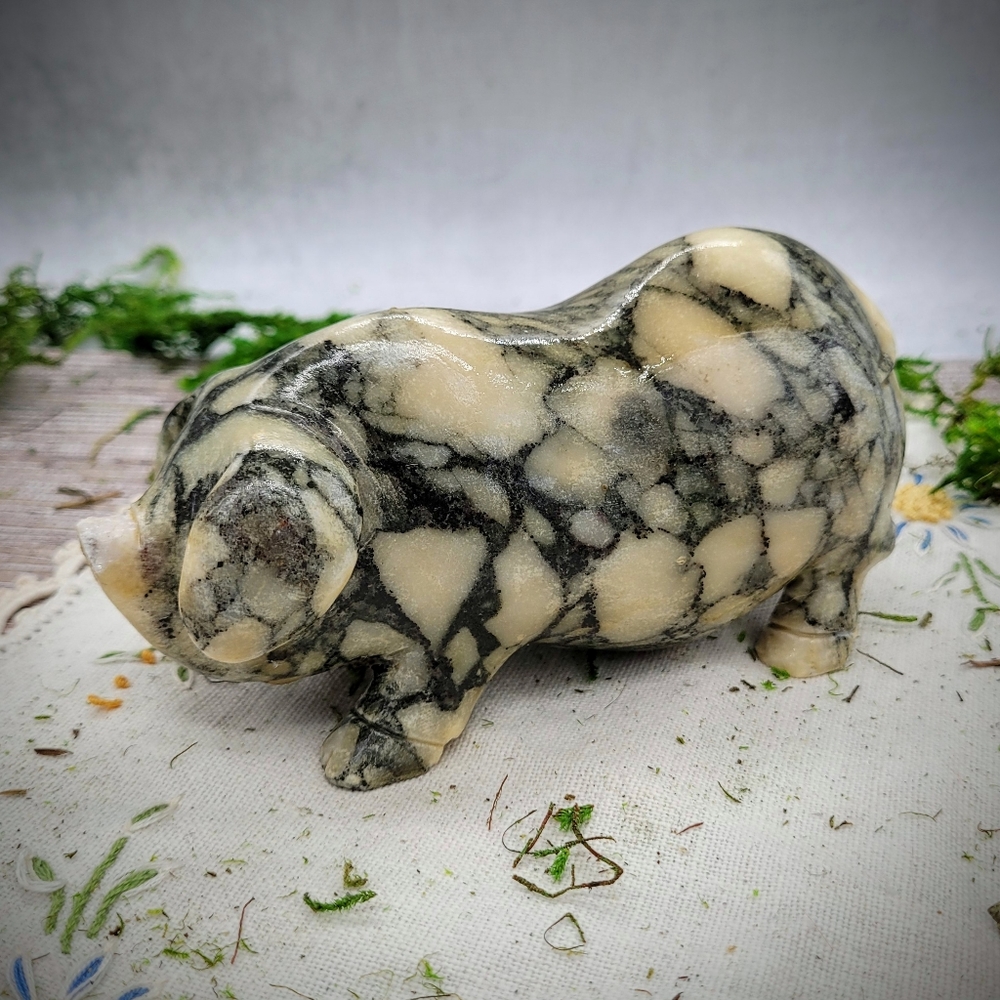 Vintage carved Stone Pig figurine